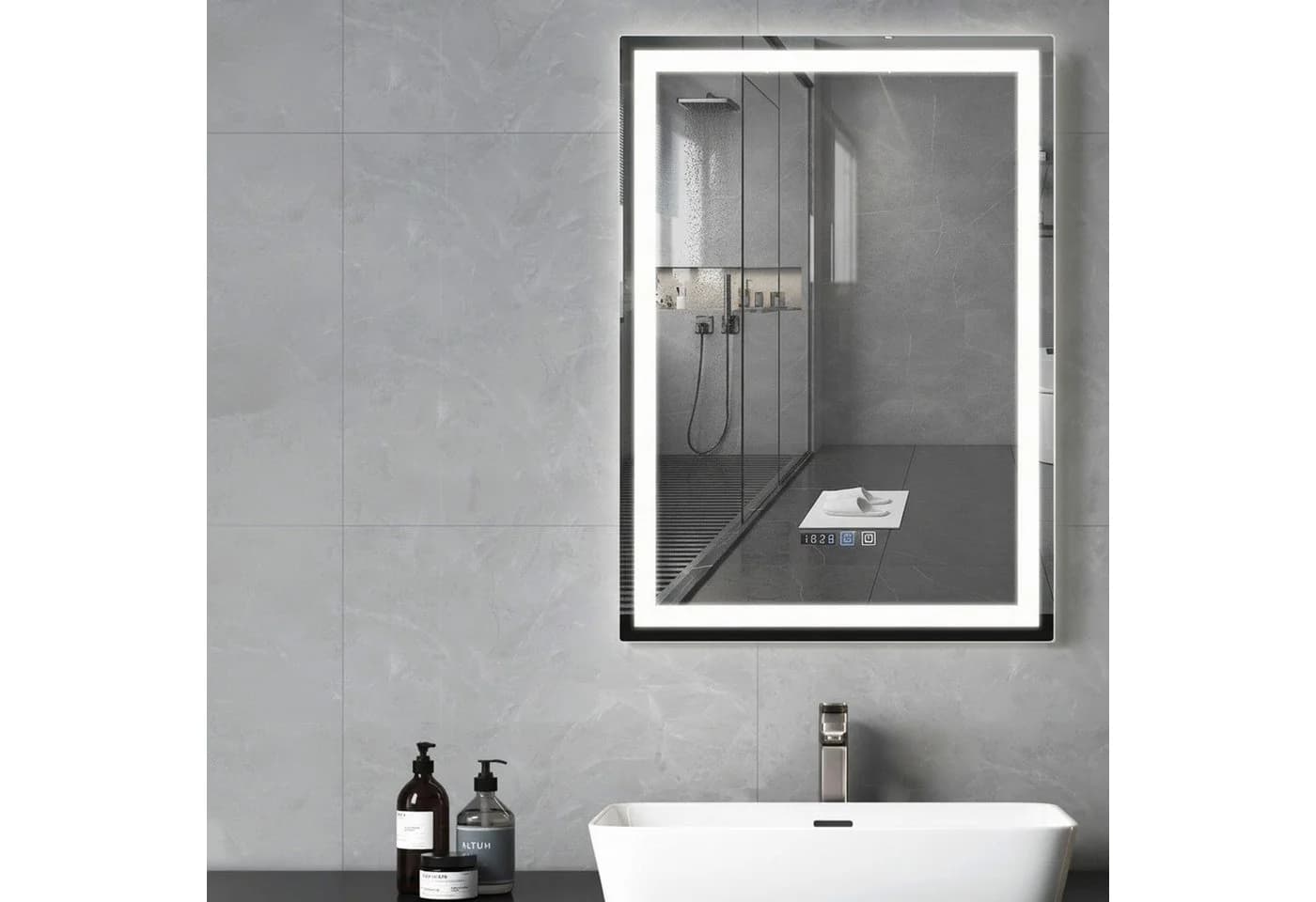 Nettlife Badspiegel Wandspiegel mit Beleuchtung Touch-Schalter Dimmbar - Bild 3