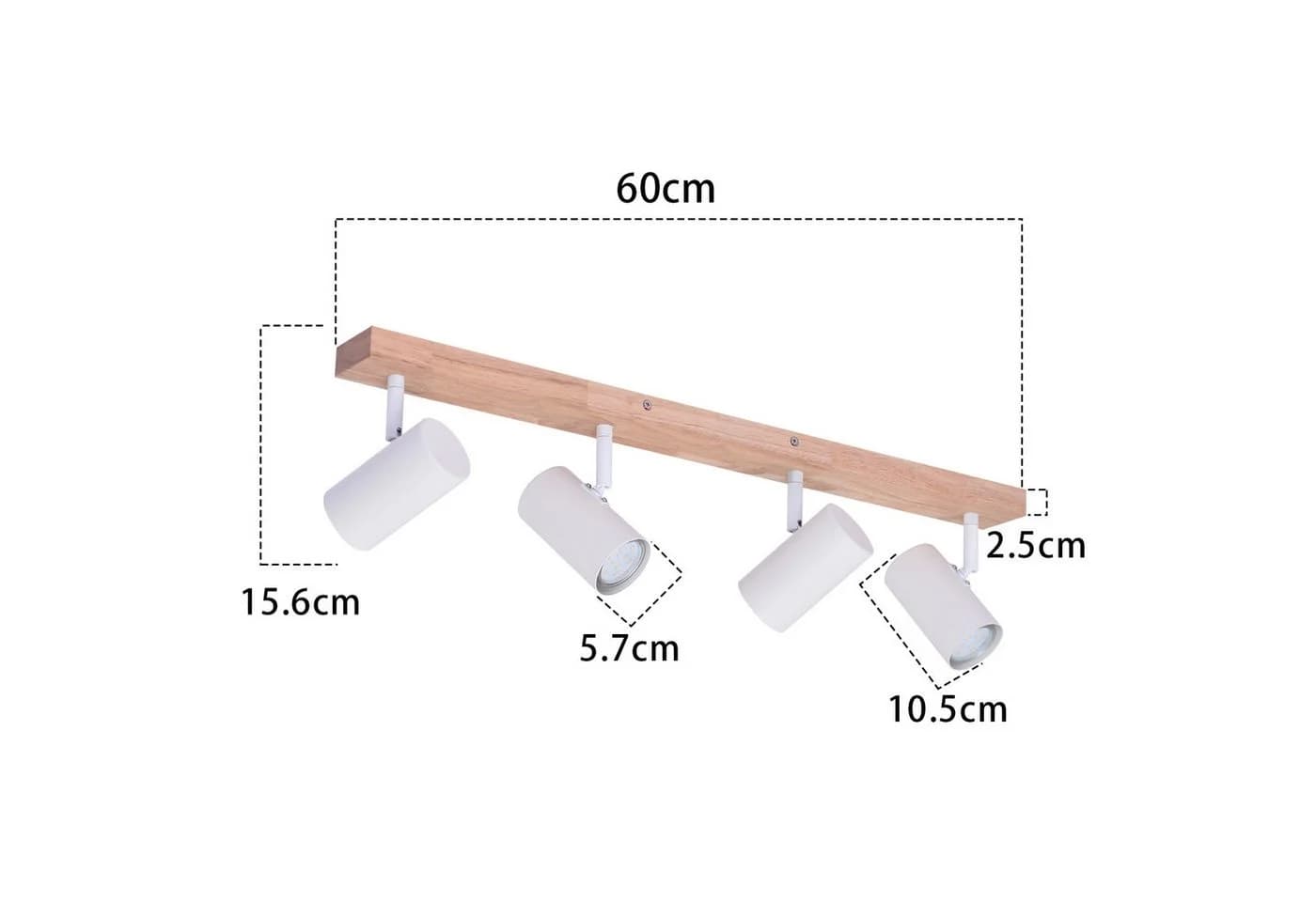 Nettlife Deckenstrahler 4-flammig Schwarz GU10 Schwenkbar 350° Holz Metall - Bild 5