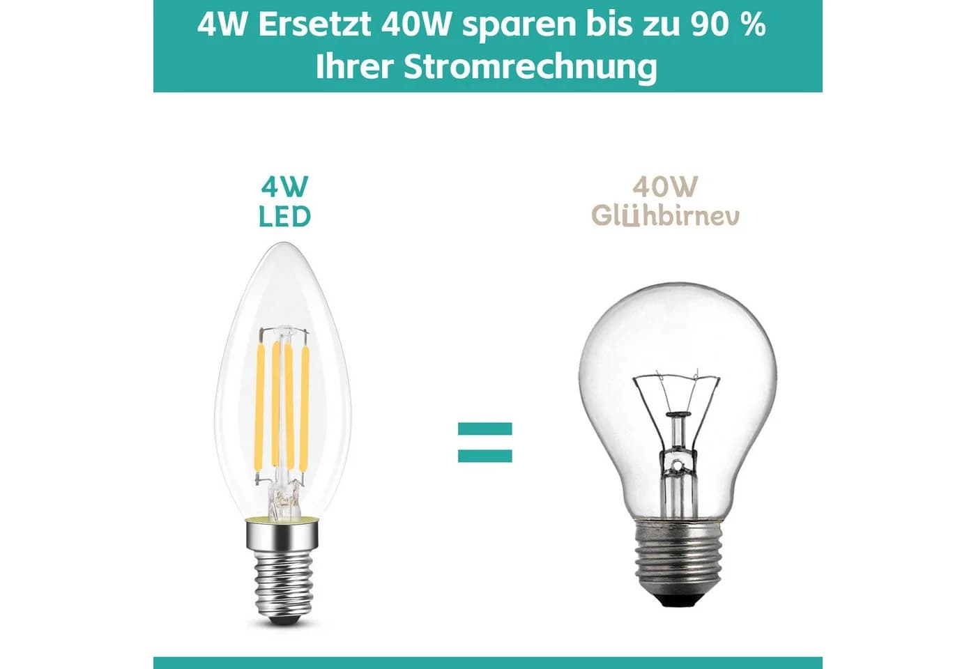 Nettlife LED-Leuchtmittel E14 Energiesparlampe 4W Warmweiß - Bild 4