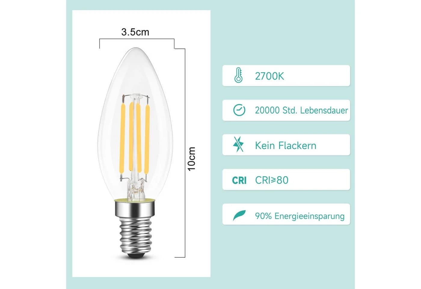 Nettlife LED-Leuchtmittel E14 Energiesparlampe 4W Warmweiß - Bild 5