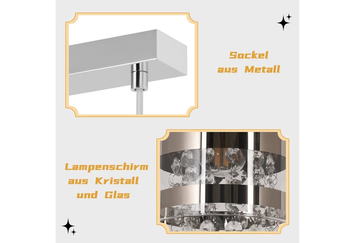 Nettlife Pendelleuchte Kristall Esstisch 4 Flammig Modern E27 - Bild 3