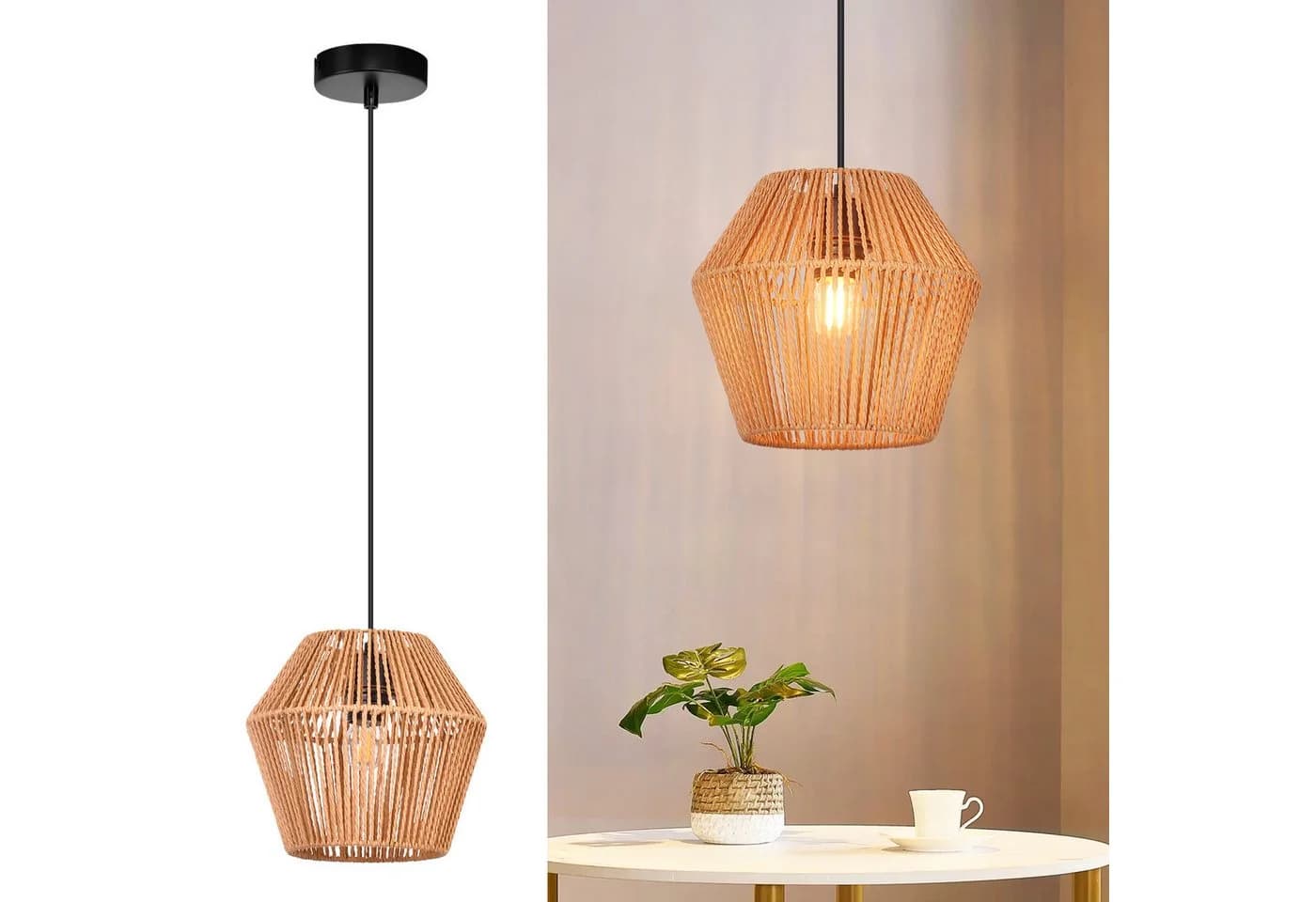 Nettlife Hängeleuchte Rattan 150cm E27 Boho Rustikal - Bild 2