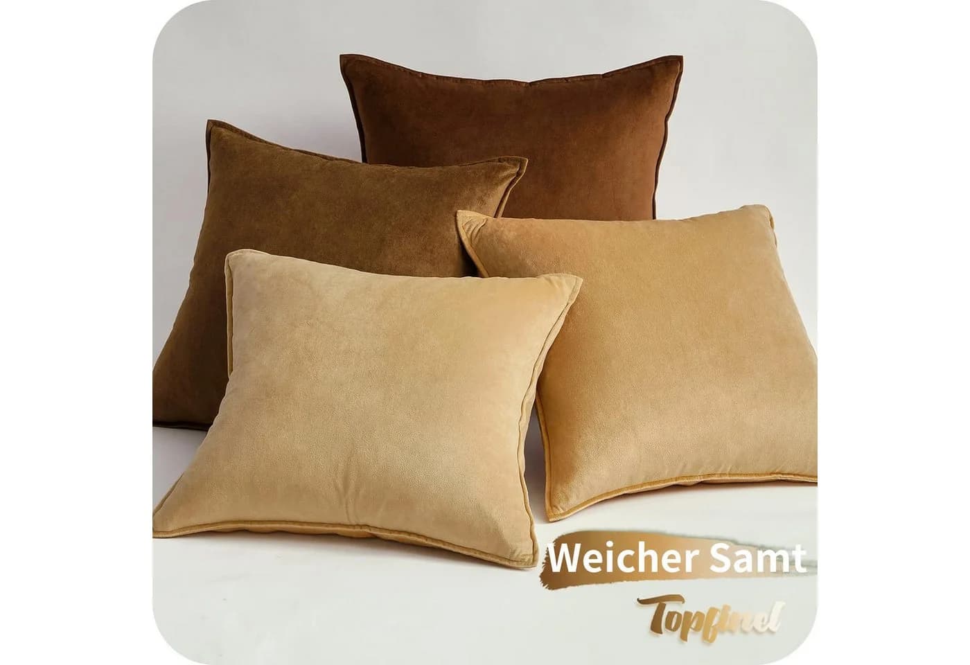 Topfinel Kissenbezüge 4er Set 40x40 & 50x50 cm Braun Samt - Bild 3