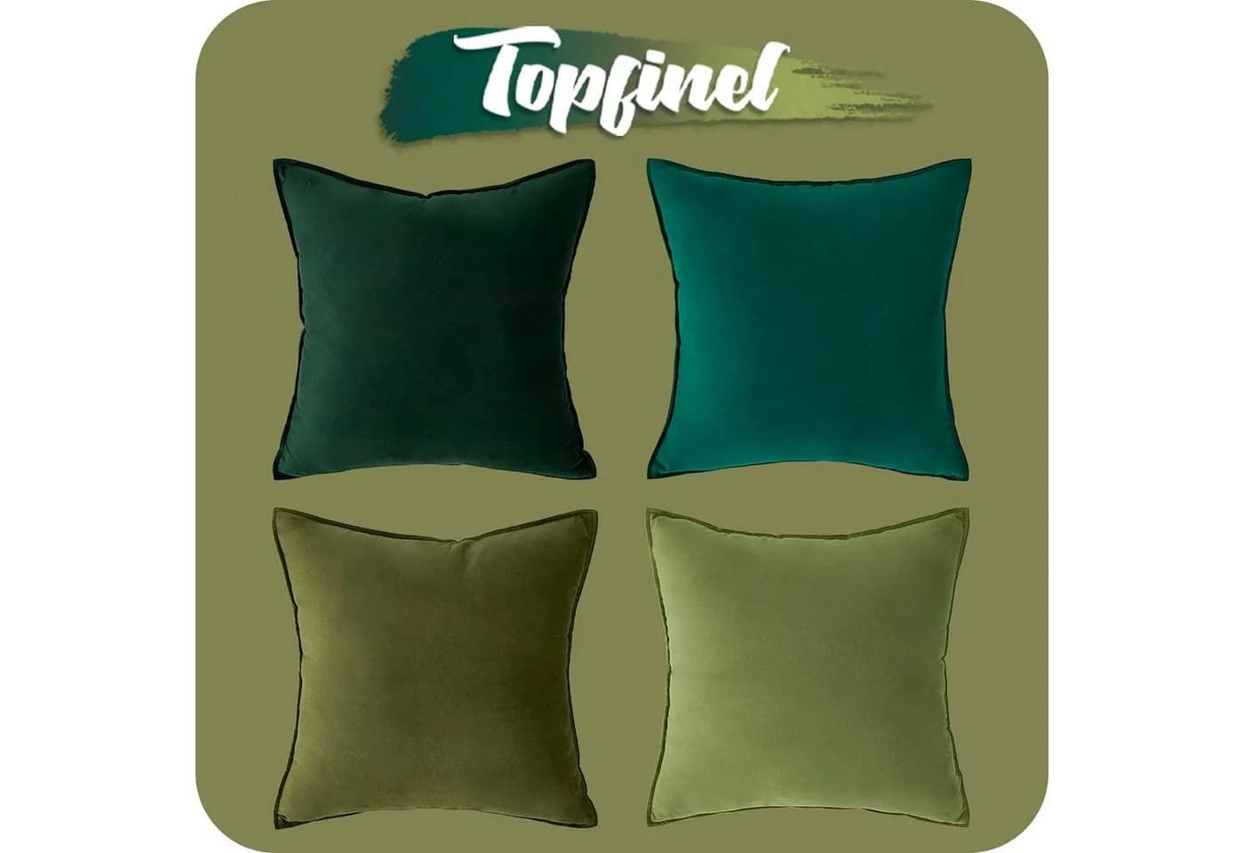 Topfinel Kissenbezüge 4er Set 40x40 & 50x50 cm Grün Samt - Bild 4
