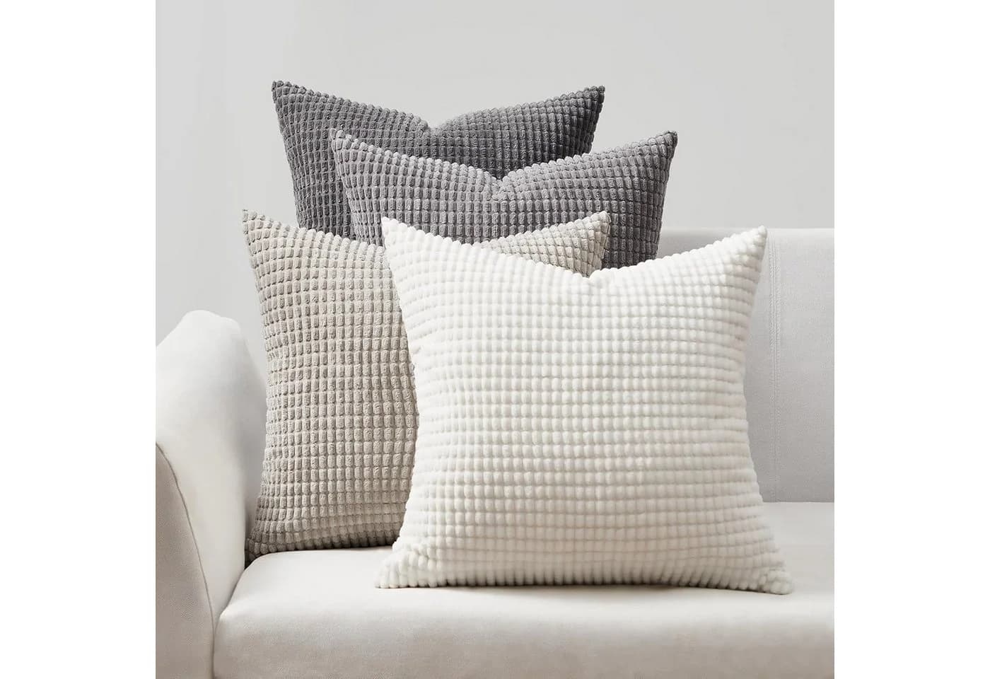 Topfinel Kissenbezug 4er Set 40x40cm Cord Samt Grau Farbverlauf - Bild 2