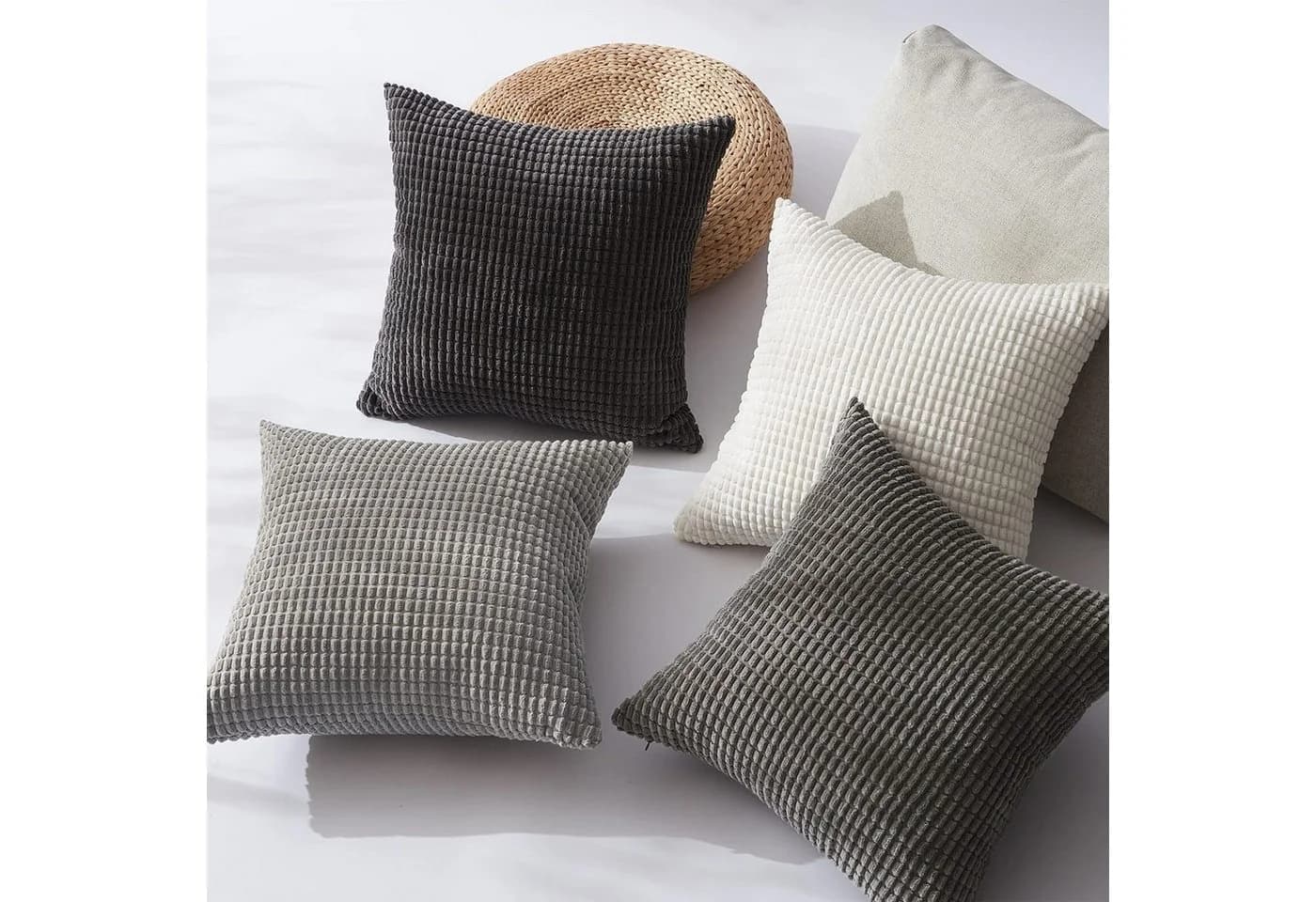 Topfinel Kissenbezug 4er Set 40x40cm Cord Samt Grau Farbverlauf - Bild 5