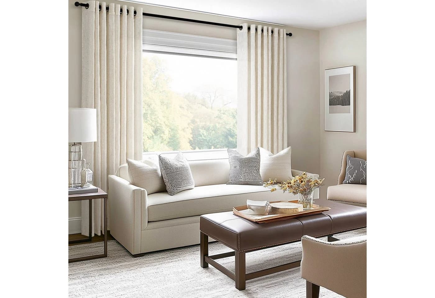 Topfinel Gardine Leinen Vorhänge Beige Boho Wohnzimmer