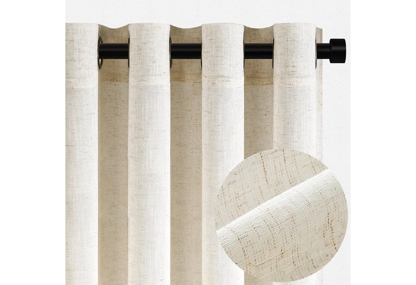 Topfinel Gardine Leinen Vorhänge Beige Boho Wohnzimmer - Bild 2