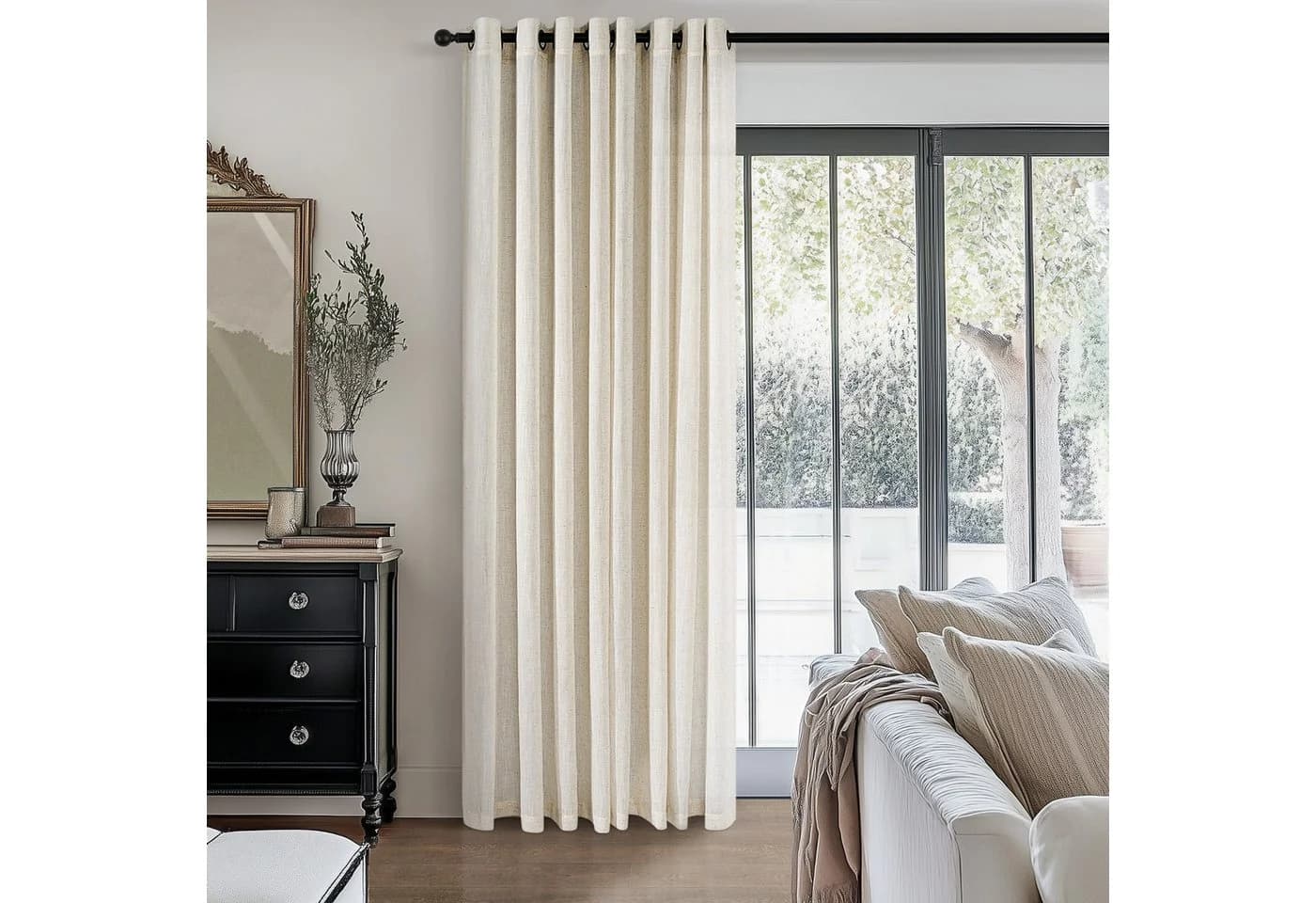Topfinel Gardine Leinen Vorhänge Beige Boho Wohnzimmer - Bild 3