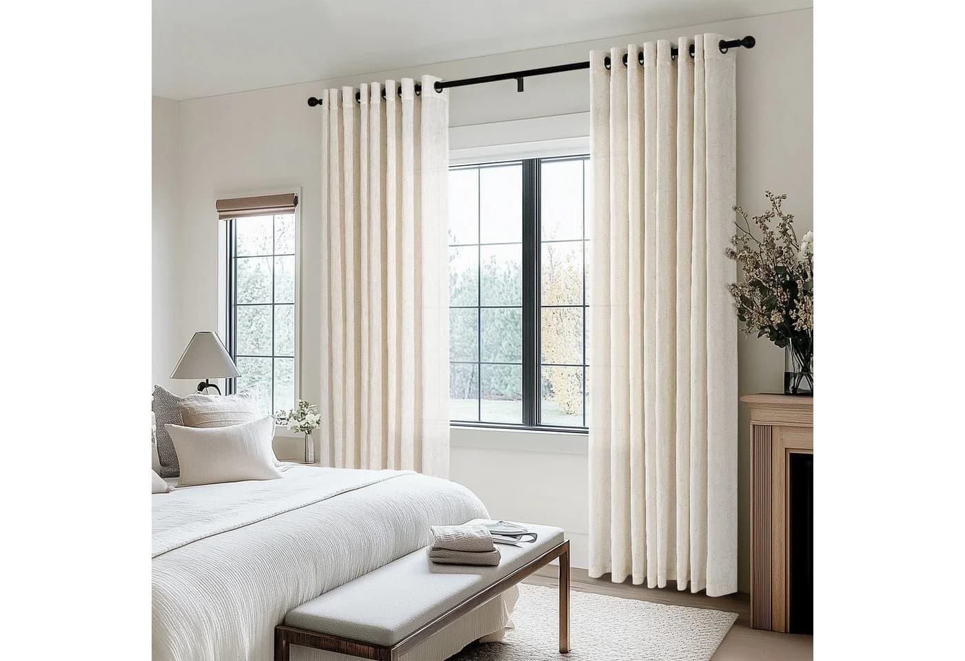 Topfinel Gardine Leinen Vorhänge Beige Boho Wohnzimmer - Bild 4