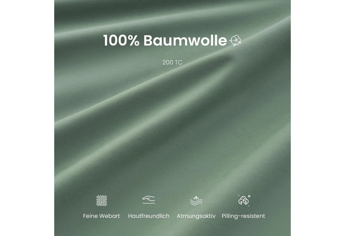 Topfinel Bettwäsche 135 x 200 Baumwolle Salbeigrün Boho