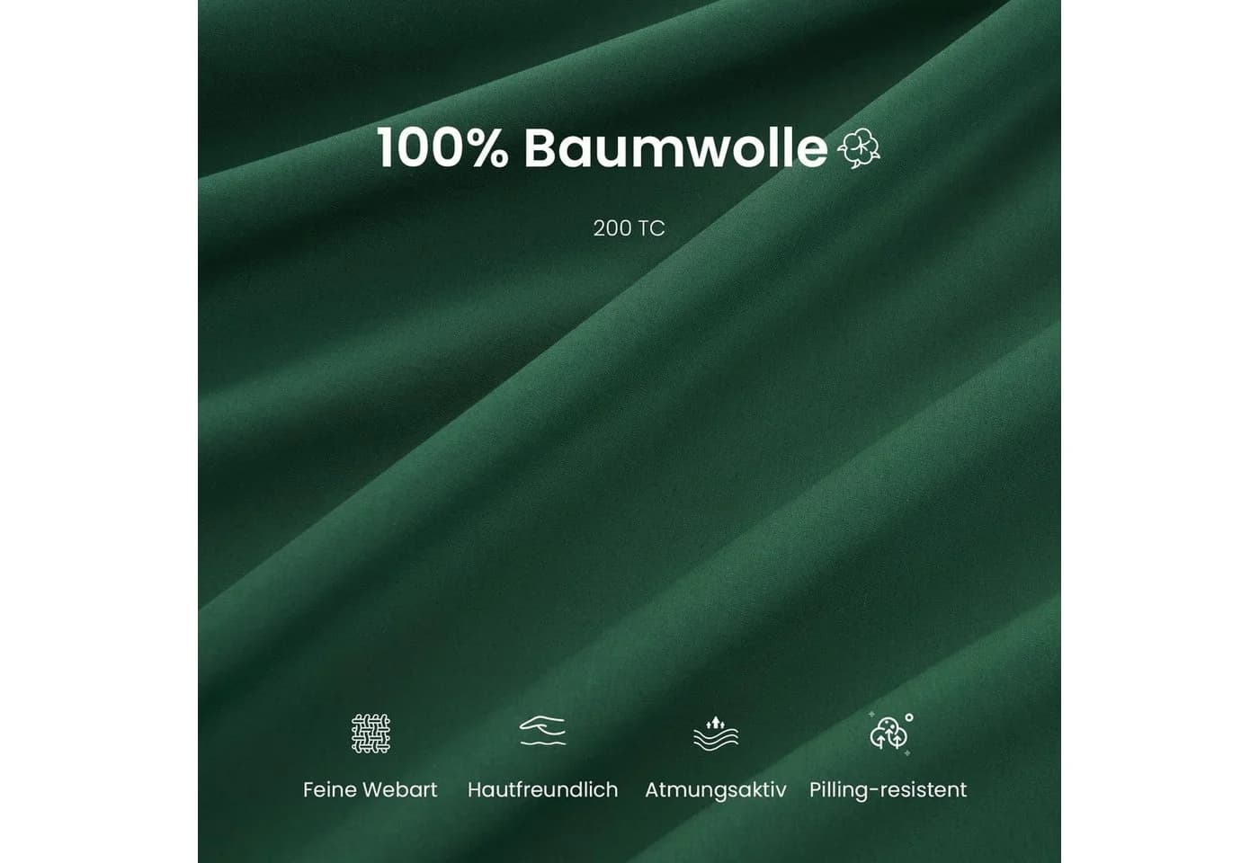 Topfinel Bettwäsche Dunkelgrün 135x200 Baumwolle