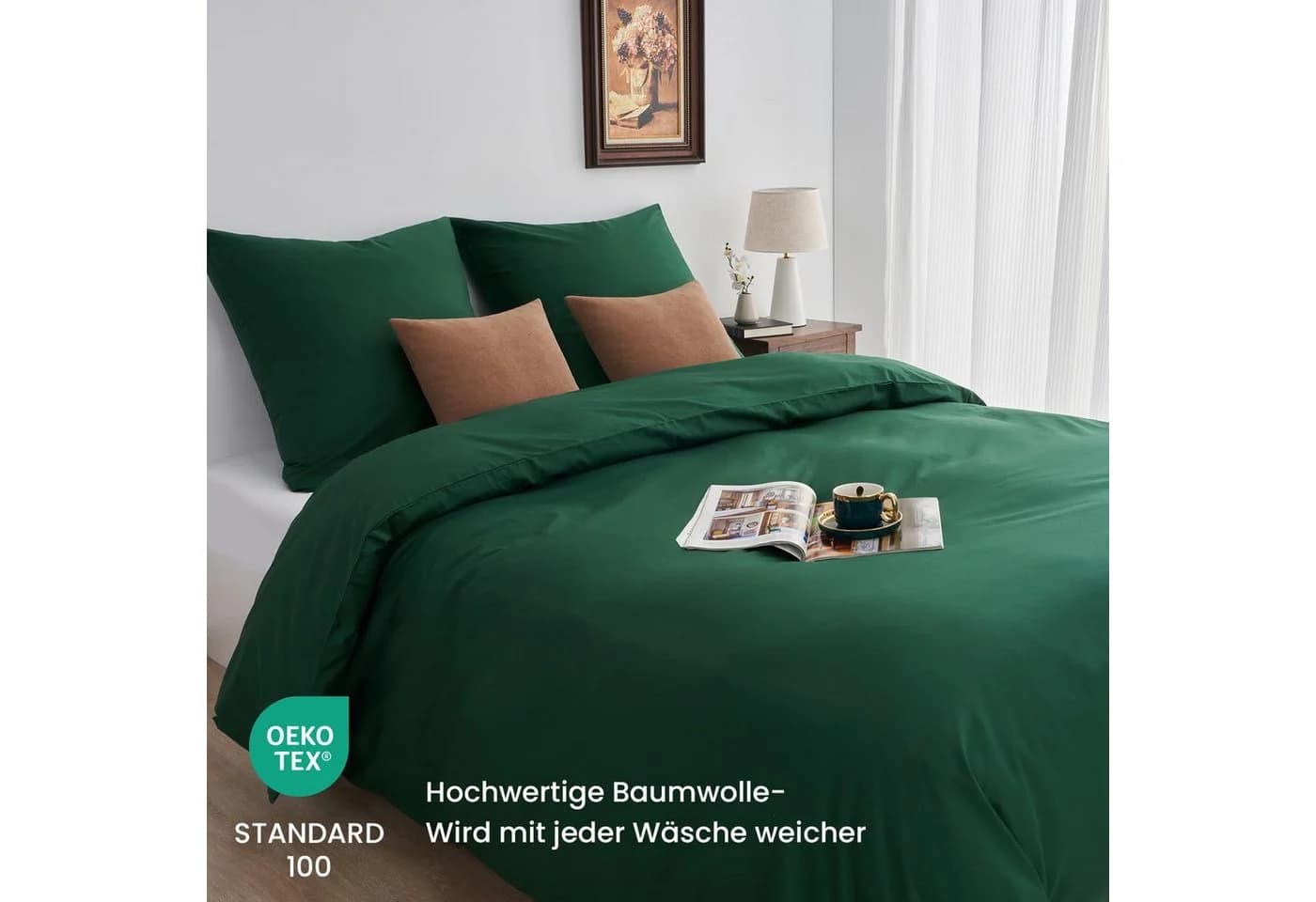 Topfinel Bettwäsche Dunkelgrün 135x200 Baumwolle - Bild 3