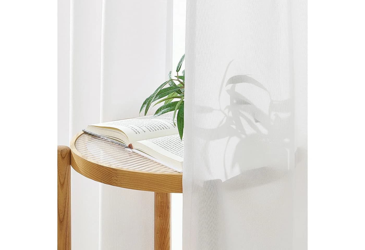 Topfinel Vorhang Leinenoptik Weiß 140x145cm 2er Set