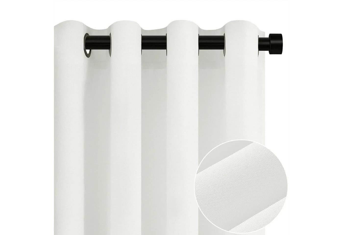 Topfinel Vorhang Leinenoptik Weiß 140x145cm 2er Set - Bild 2