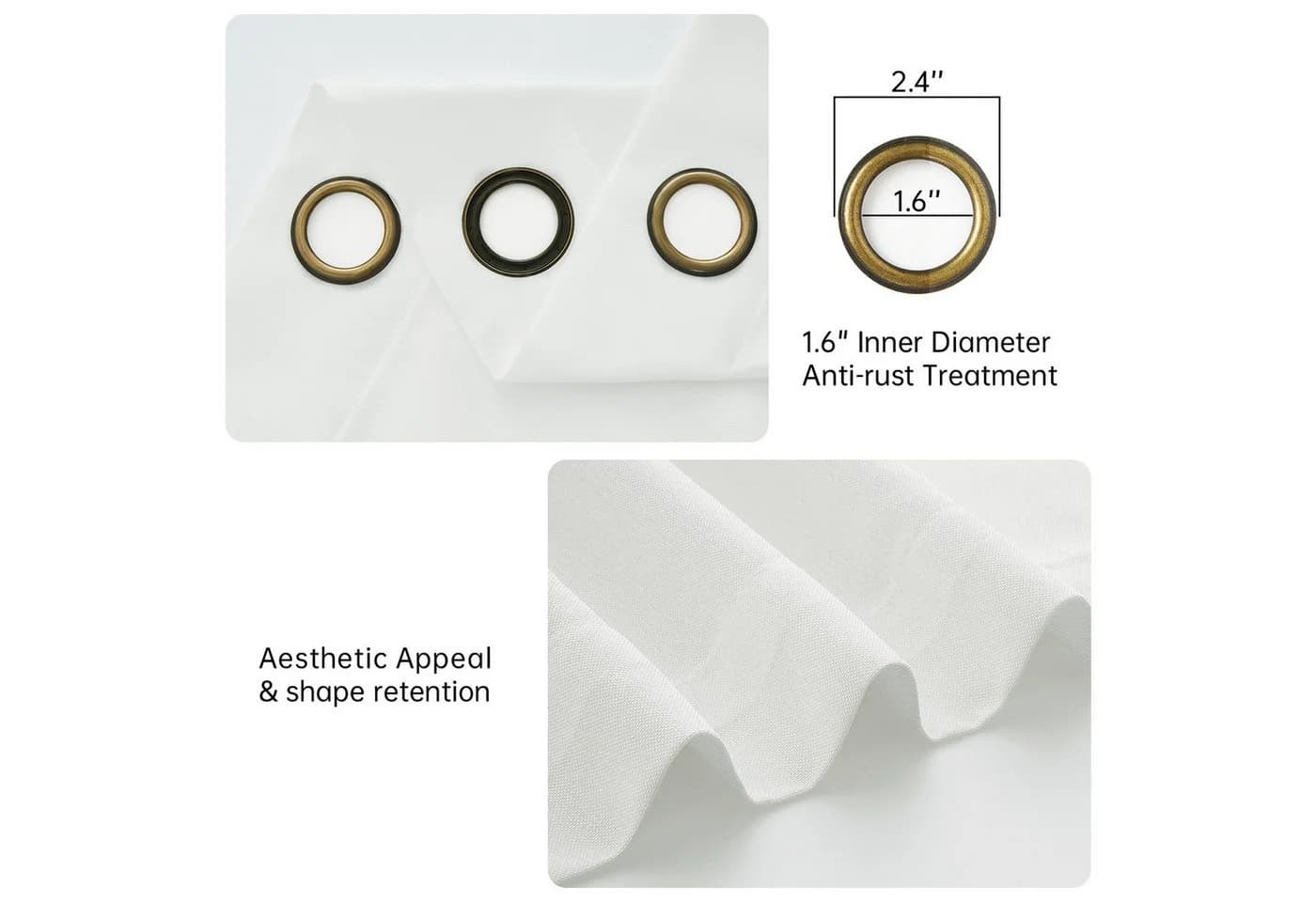 Topfinel Vorhang Leinenoptik Weiß 140x145cm 2er Set - Bild 3