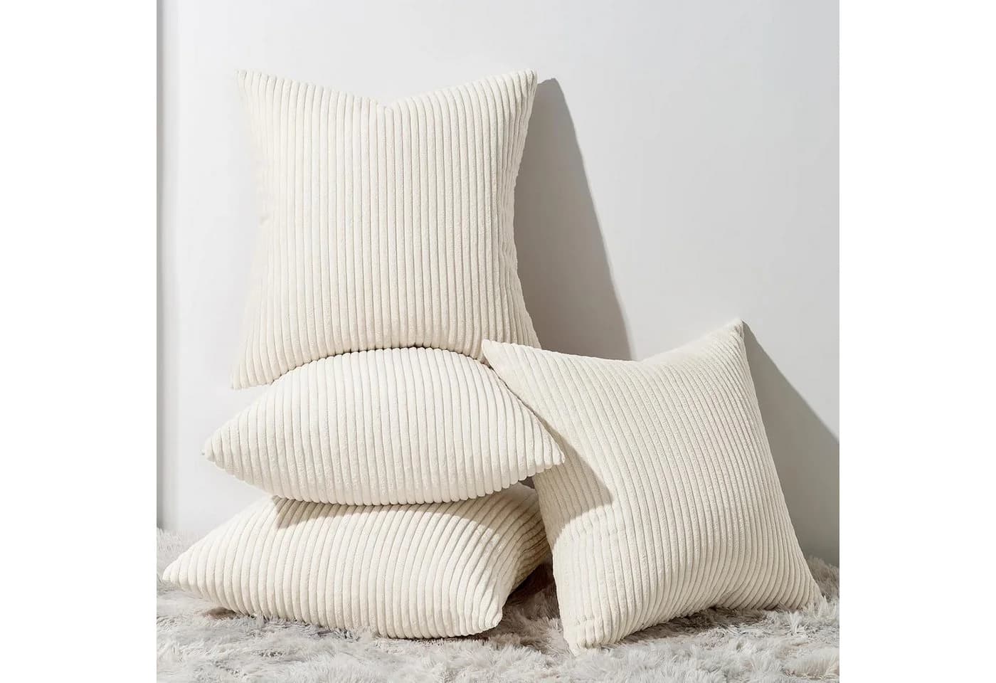 Topfinel Kissenbezüge 4er Set Kordsamt Beige 60x60 cm - Bild 2