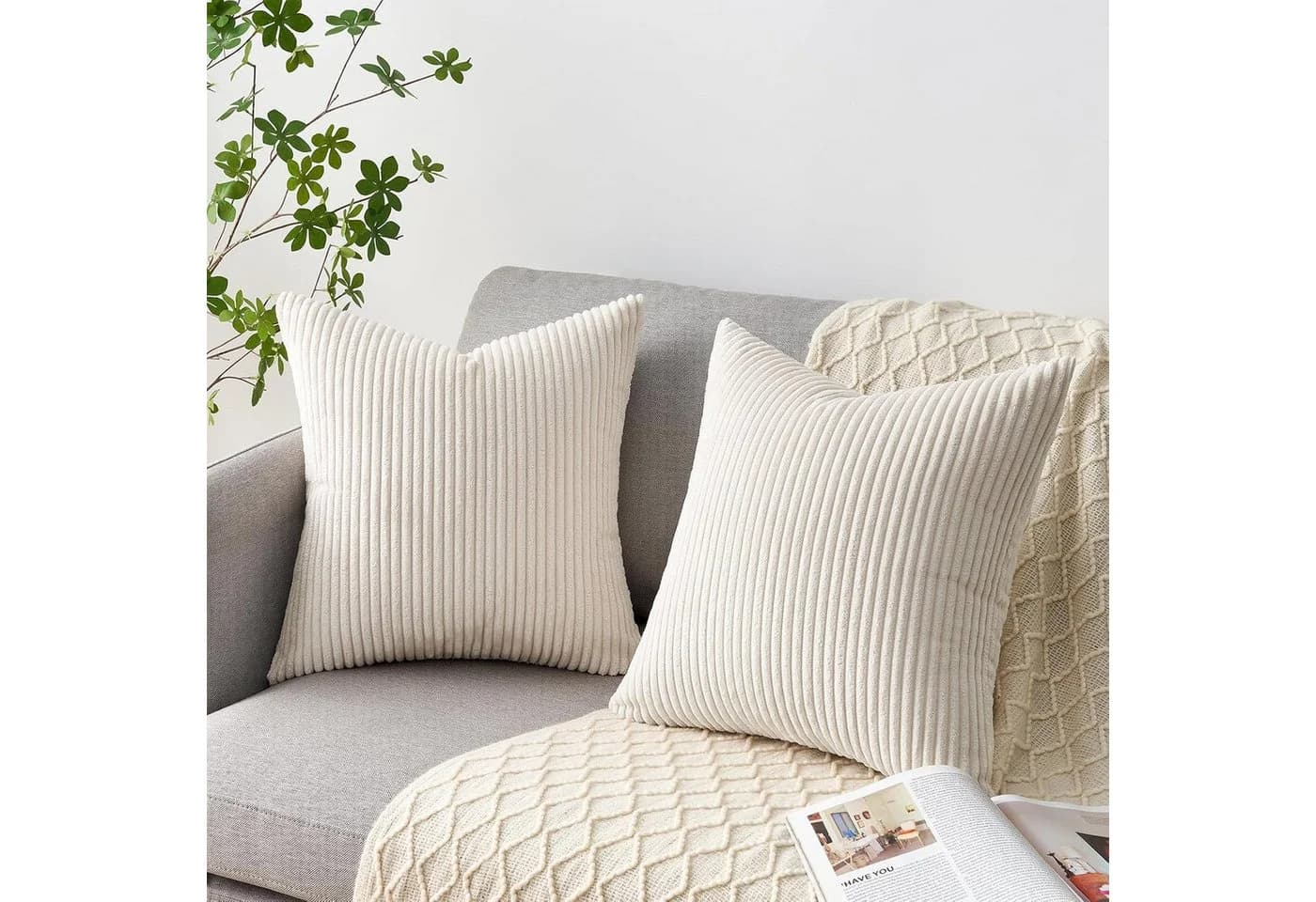 Topfinel Kissenbezüge 4er Set Kordsamt Beige 60x60 cm - Bild 3
