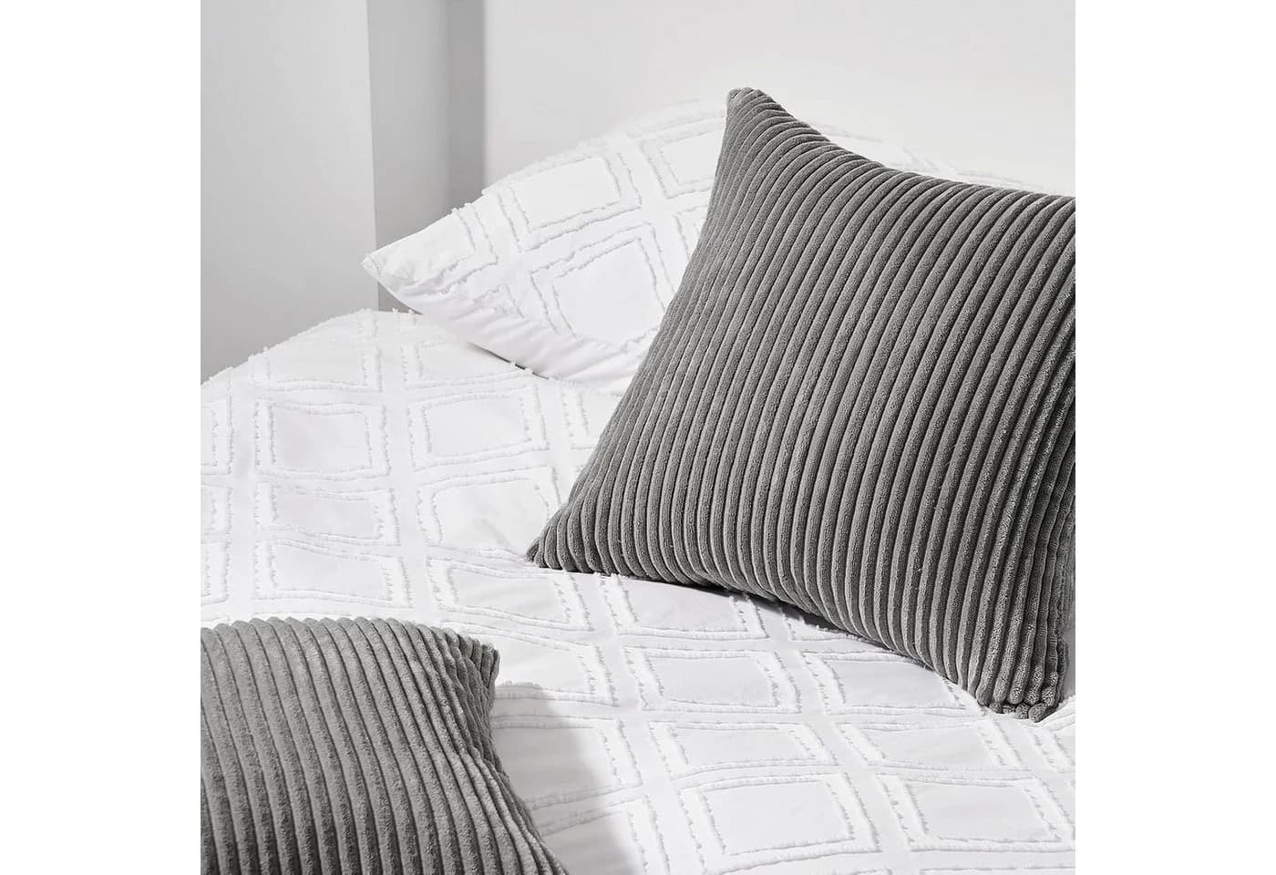 Topfinel Kissenbezug gestreiftes Muster 2er Set Kordsamt 35x35 cm - Bild 3
