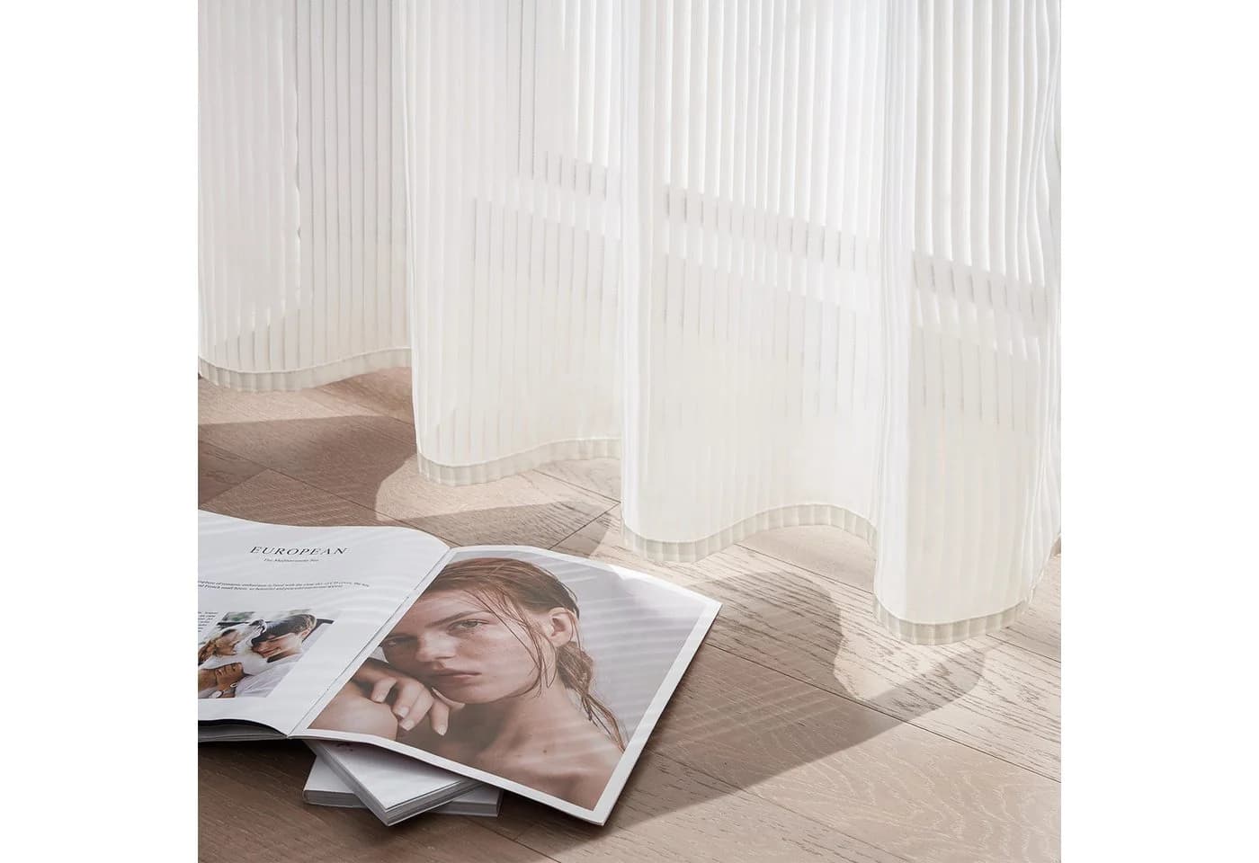 Topfinel Gardine mit Ösen Transparent Weiß oder Beige Polyester - Bild 3