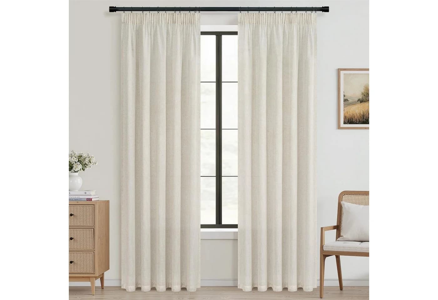 Topfinel Boho Gardine Leinenoptik Naturfarbe