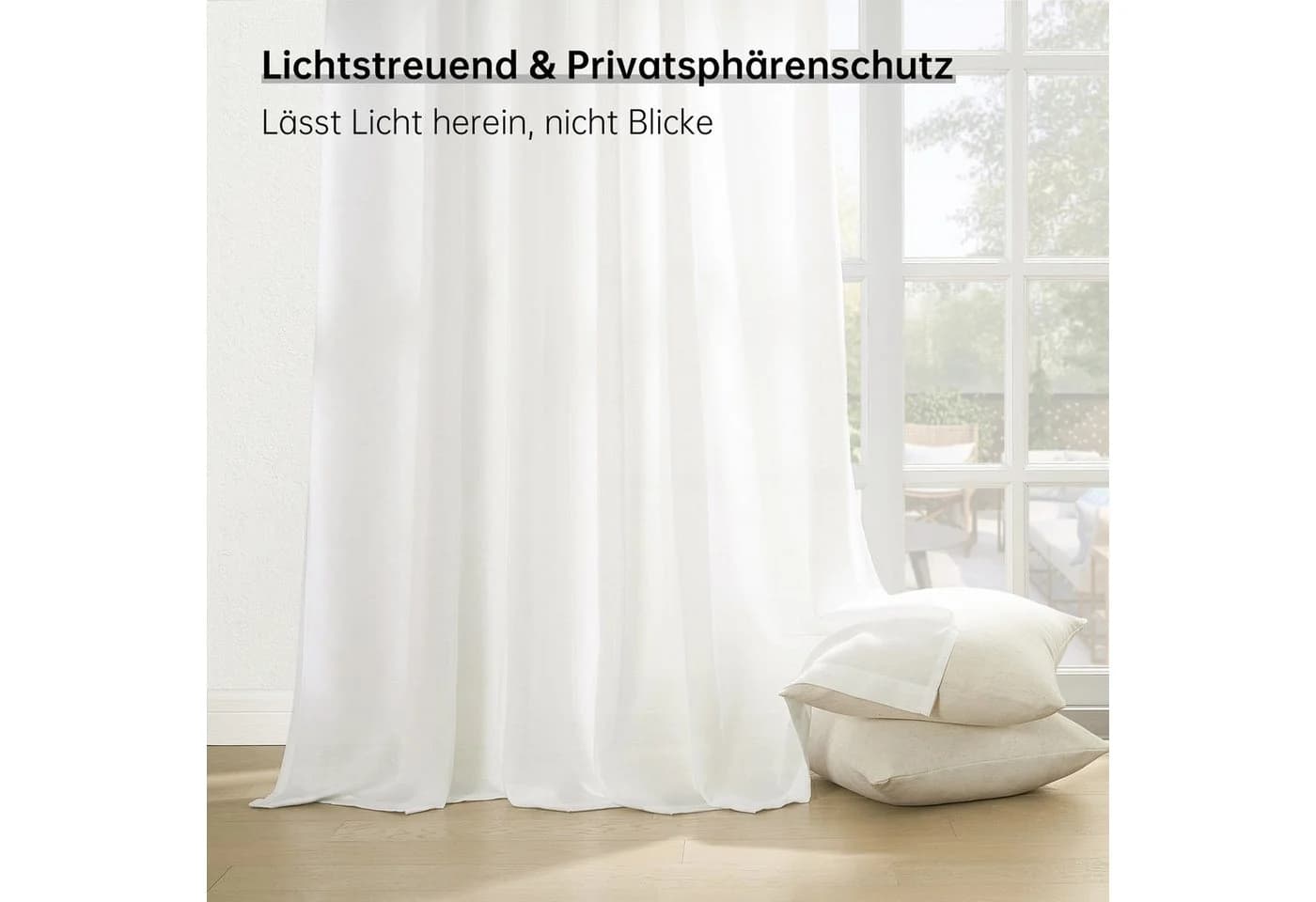 Topfinel Gardine Leinenoptik Weiß Halbtransparent