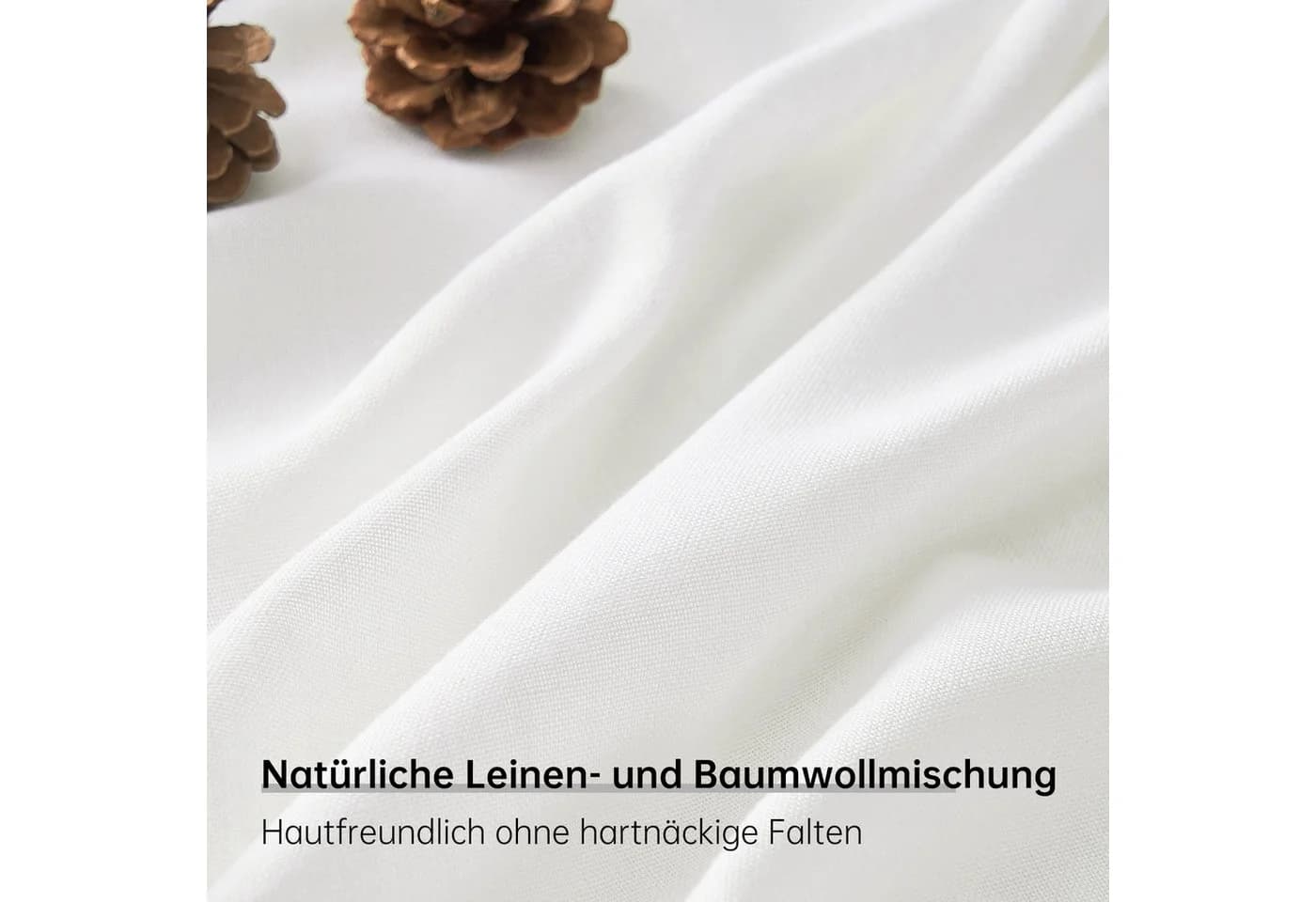 Topfinel Gardine Leinenoptik Weiß Halbtransparent - Bild 3