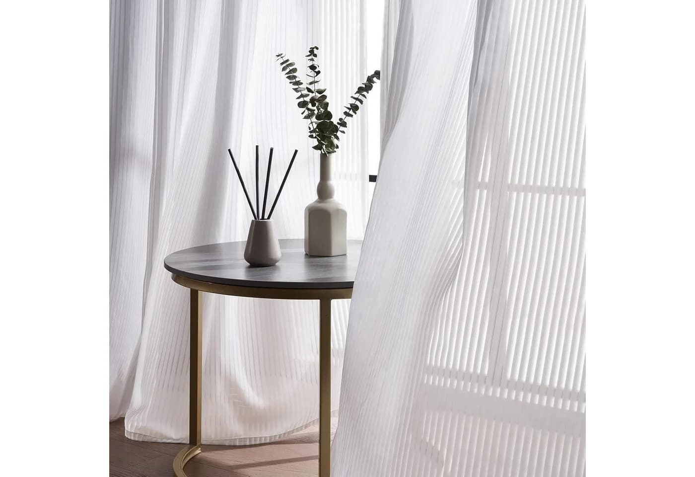 Topfinel Gardine mit Ösen Weiß oder Beige Transparent - Bild 4