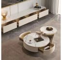 alesvelt Couchtisch Set Marmor Design 2er Set 90cm Wohnzimmertisch Bild 3