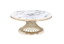 alesvelt Couchtisch Beistelltisch echtes Marmor weiß gold 100cm Bild 1
