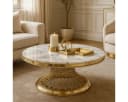 alesvelt Couchtisch Beistelltisch echtes Marmor weiß gold 100cm Bild 2