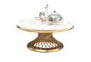 alesvelt Couchtisch Beistelltisch echtes Marmor weiß gold 100cm Bild 3