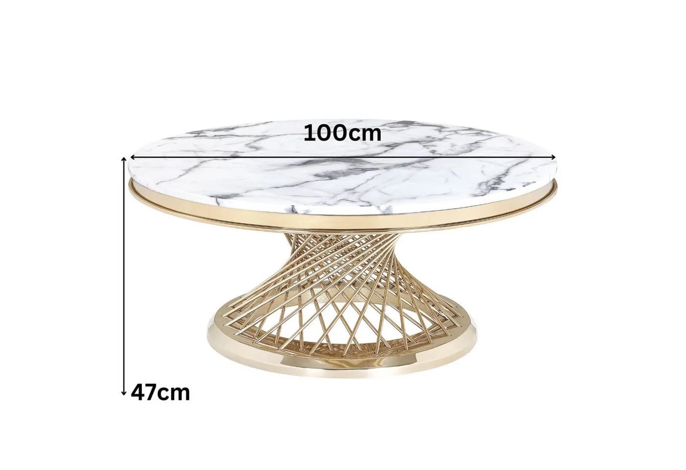 alesvelt Couchtisch Beistelltisch echtes Marmor weiß gold 100cm - Bild 5