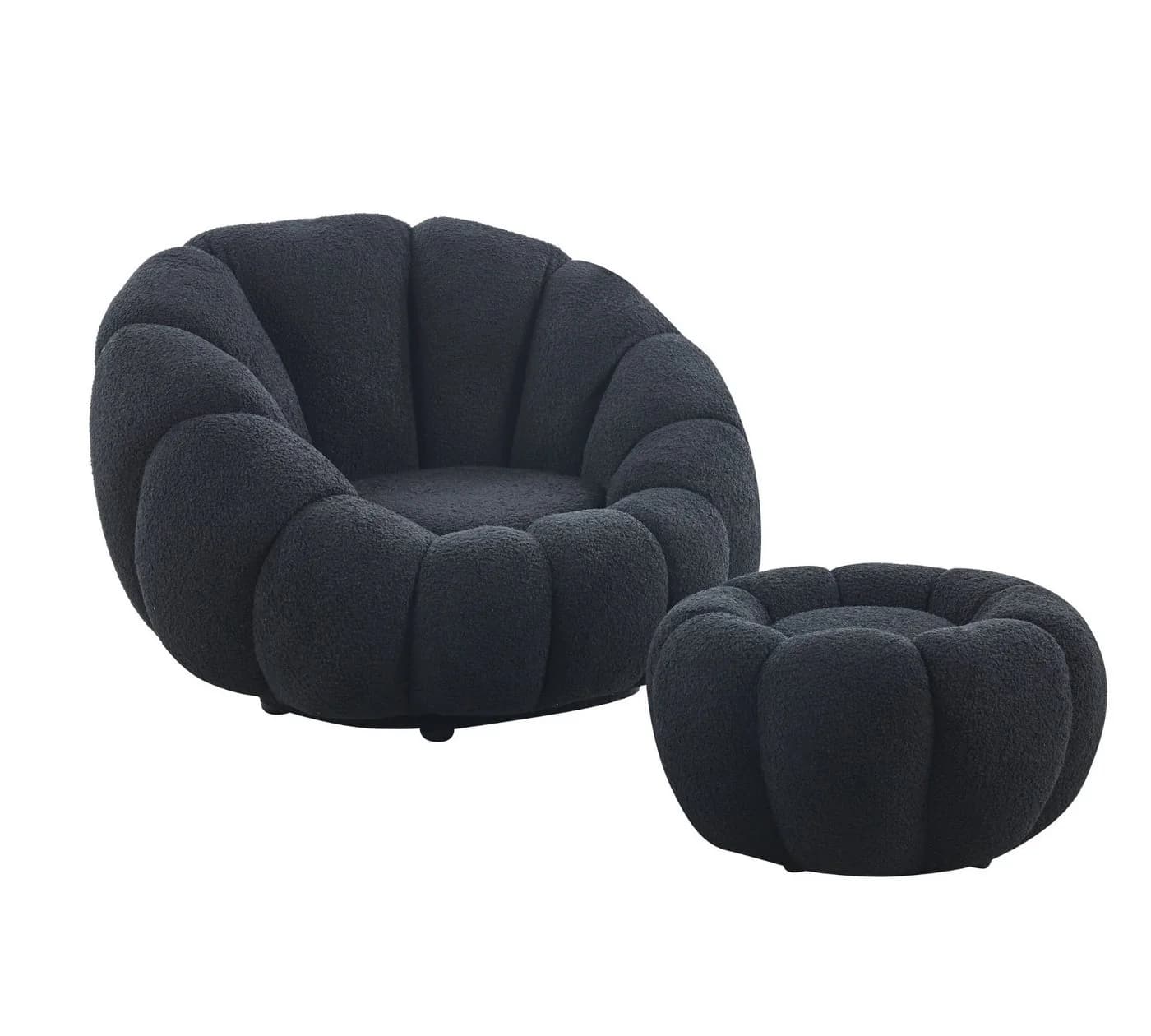alesvelt Drehsessel Kürbis 360° Drehfunktion Relaxsessel inkl. Hocker Set