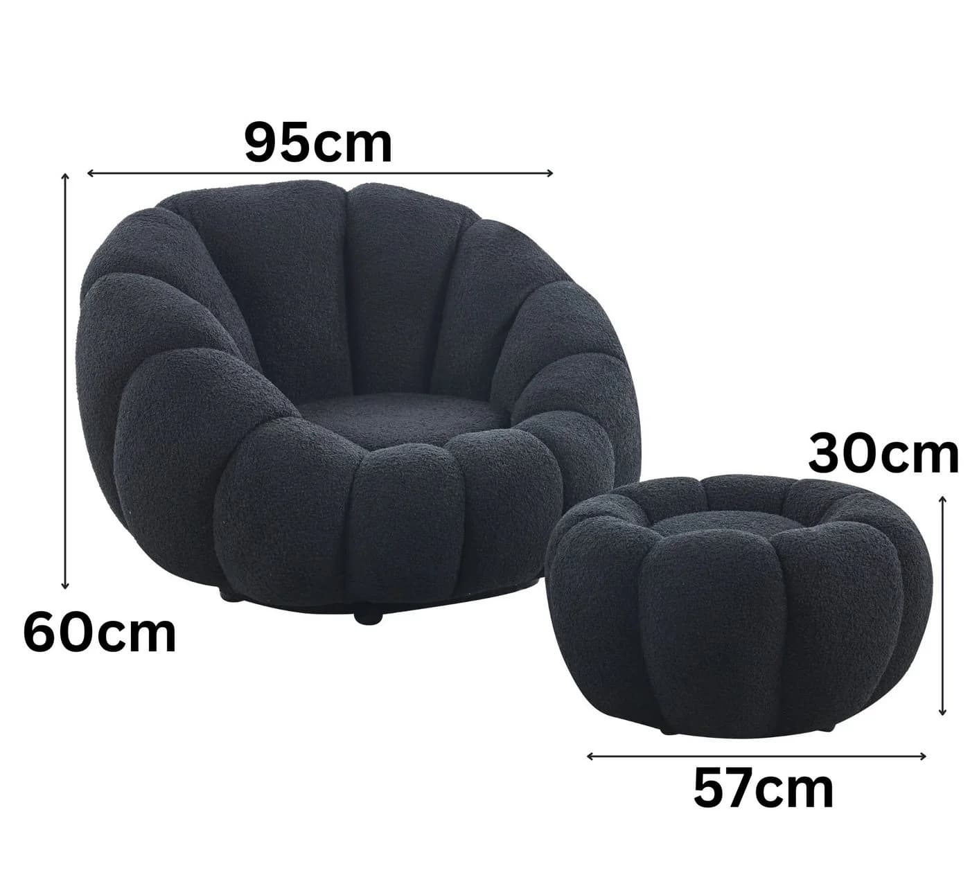 alesvelt Drehsessel Kürbis 360° Drehfunktion Relaxsessel inkl. Hocker Set - Bild 3