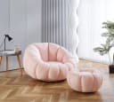 alesvelt Drehsessel Kürbis Rosa 360° Drehfunktion inkl. Hocker Bild 2