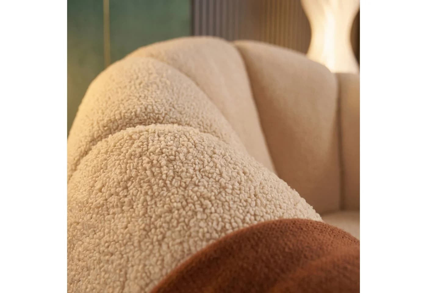 alesvelt Drehsessel Kürbis 360° Drehfunktion Relaxsessel inkl. Hocker Set Beige - Bild 5