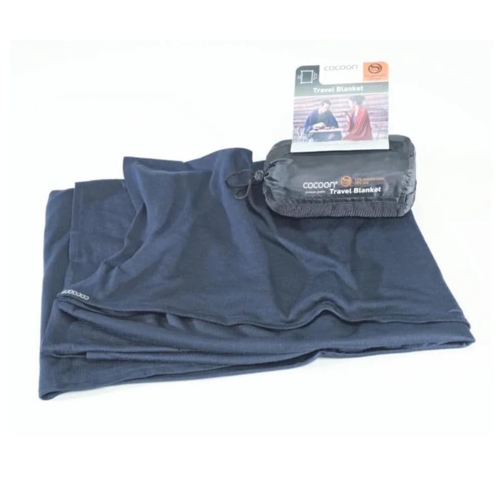 Cocoon Reisedecke Merino Wolle Seide Graphite Blue