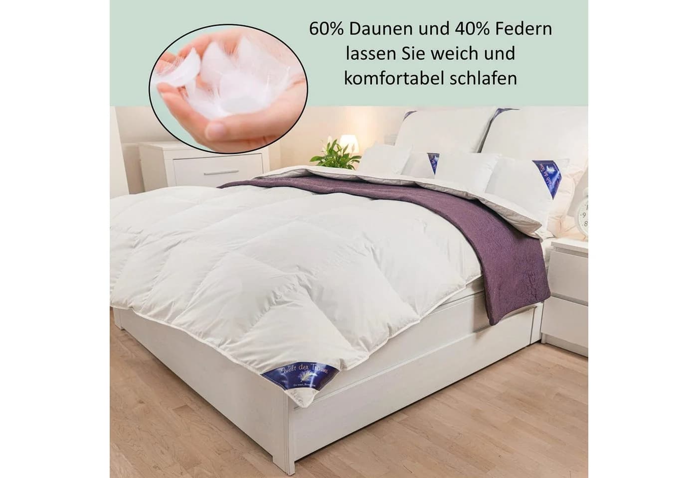 Welt der Träume Daunenbettdecke 90% Daunen 10% Federn 155x220 cm