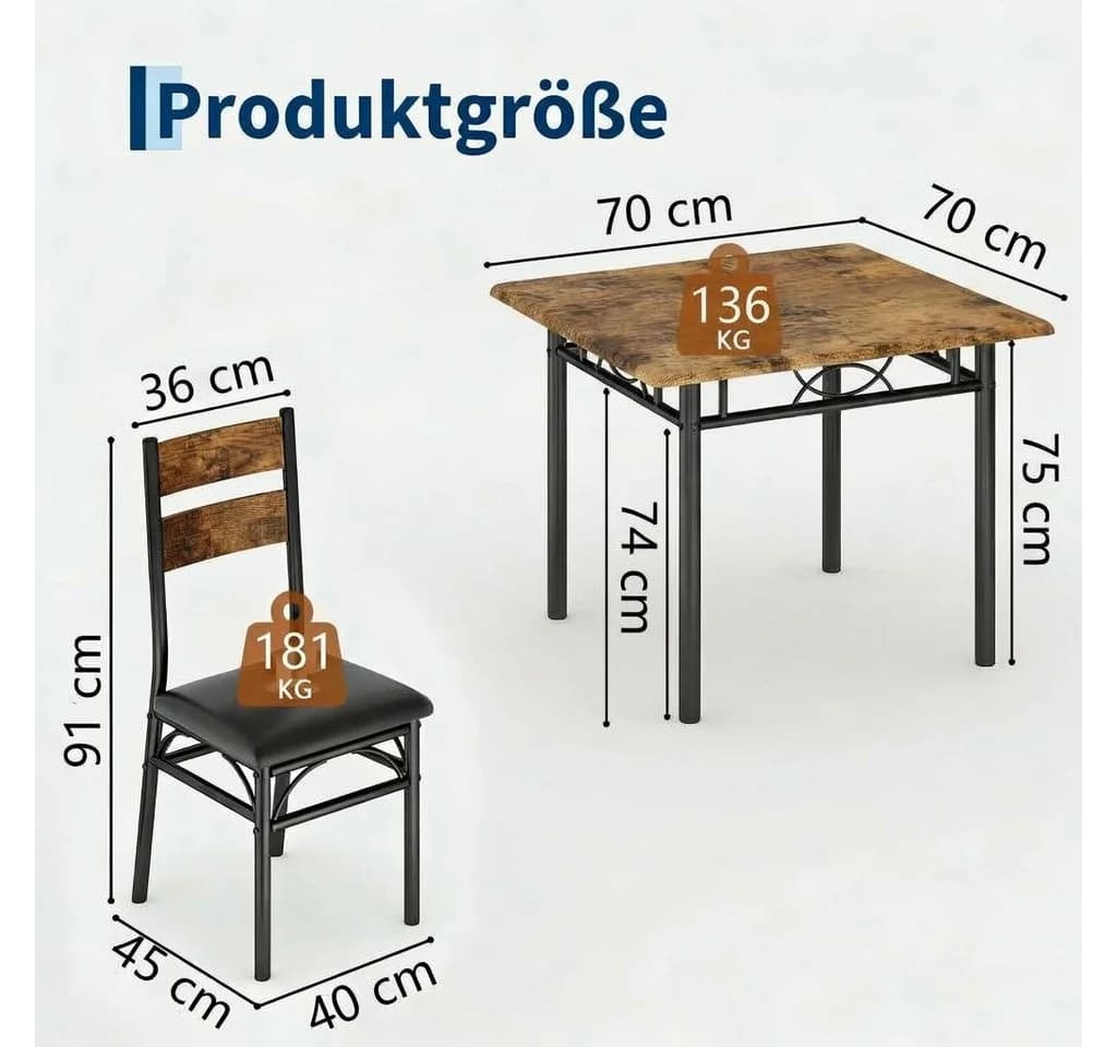 GarveeMore Essgruppe 3-teilig Braun Schwarz Industriedesign