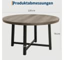 GarveeMore Runder Esstisch 119 cm Grau Modern Industriestil Bild 1
