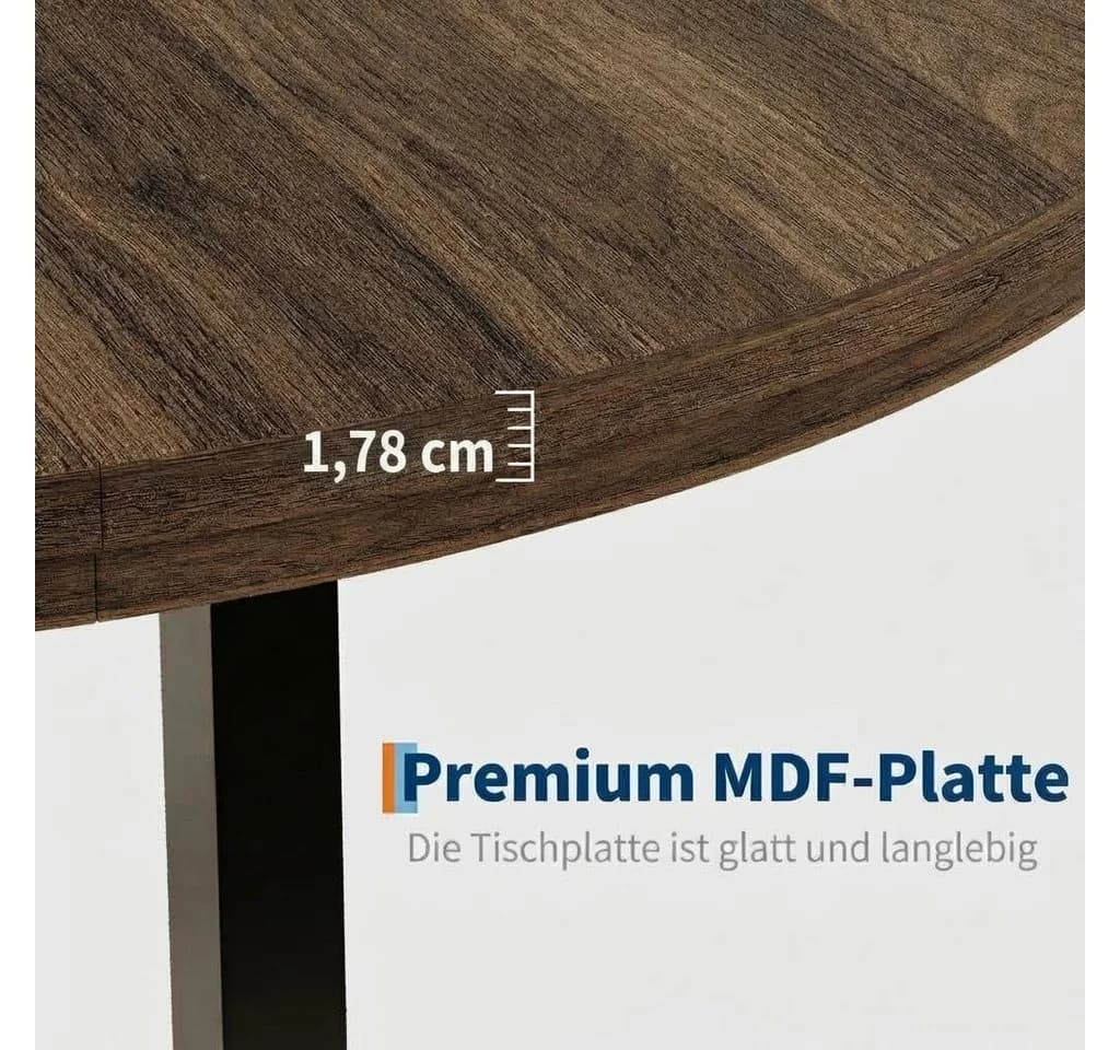 GarveeMore Runder Esstisch 120 cm Braun Moderner Holztisch - Bild 4