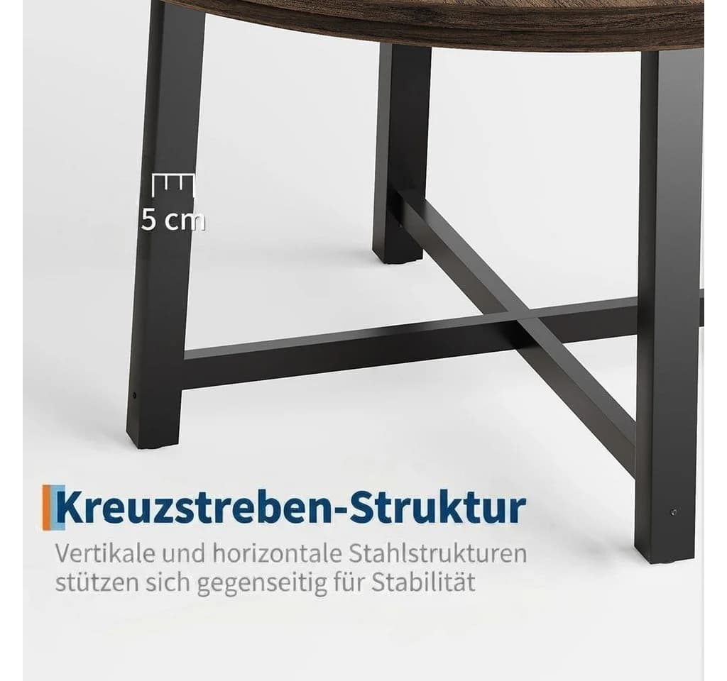 GarveeMore Runder Esstisch 120 cm Braun Moderner Holztisch - Bild 5