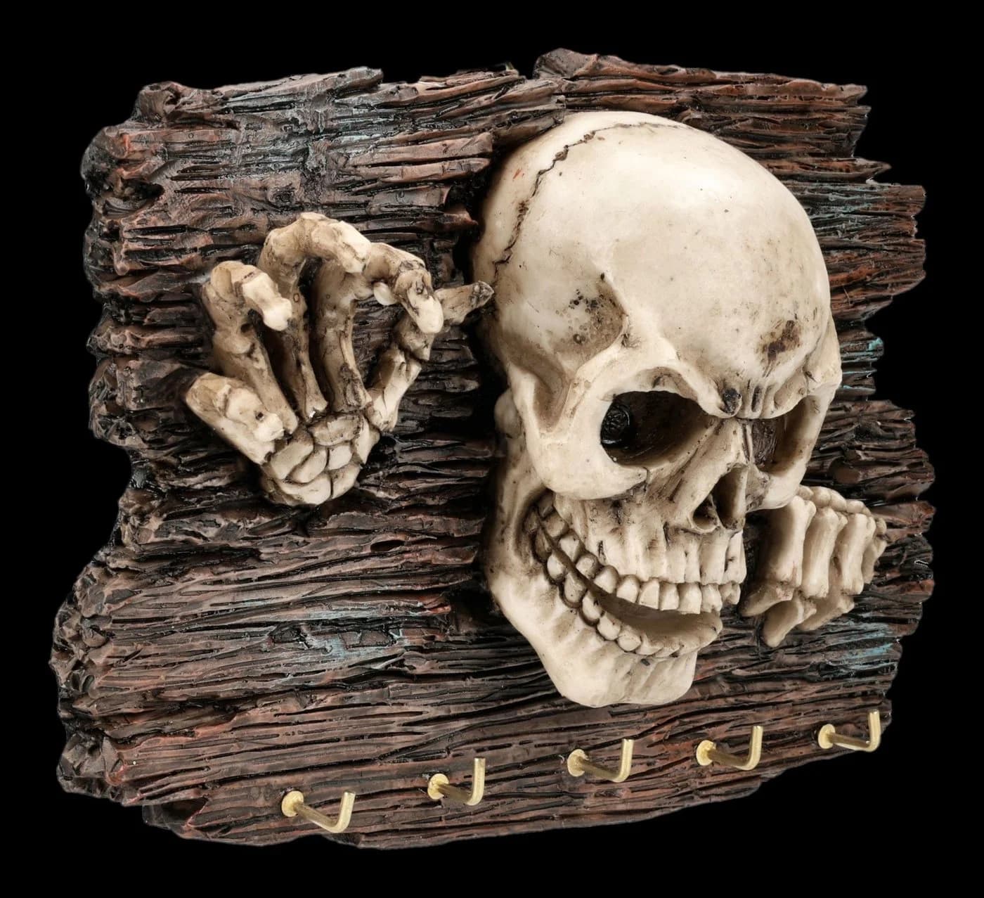Figuren Shop GmbH Skelett Schlüsselbrett Gothic Totenkopf Wandfigur 18 cm