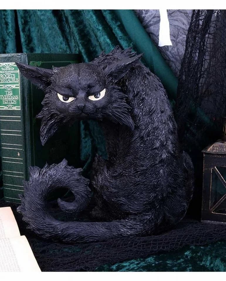 Horror-Shop Hexenkatze Dekofigur Schwarz/Gelb Gothic Halloween - Bild 5