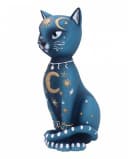 Horror-Shop Spirituelle Katzenfigur mit Himmelszeichen Blau/Gold 26 cm Bild 1
