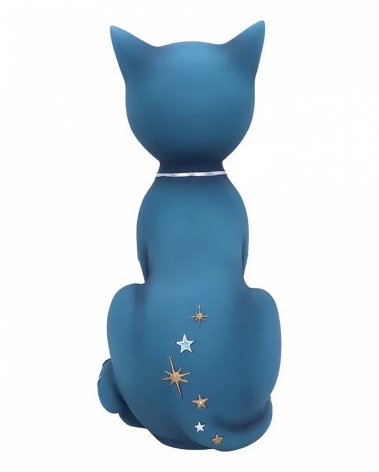 Horror-Shop Spirituelle Katzenfigur mit Himmelszeichen Blau/Gold 26 cm - Bild 3