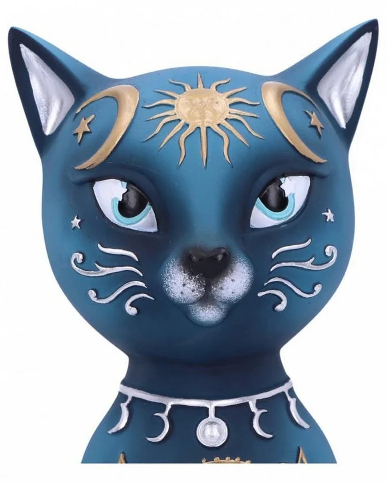 Horror-Shop Spirituelle Katzenfigur mit Himmelszeichen Blau/Gold 26 cm - Bild 5