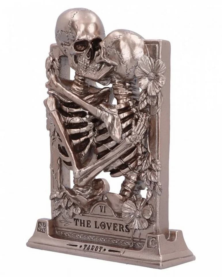 Horror-Shop Gothic Skelett Standbild „The Lovers“ Silber/Bronze