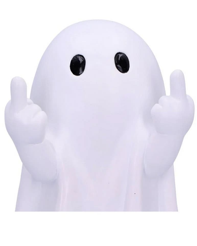 Horror-Shop Dekofigur Weißer Geist mit Mittelfinger Pose 12,5cm